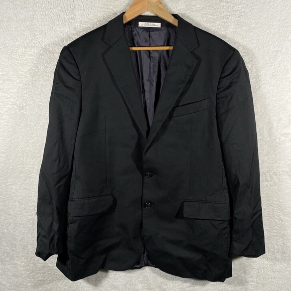 Joseph Abboud REDA S110s Men 42R Sport Coat Blazer Black 100% Wool Preppy Casual - Picture 1 of 11
